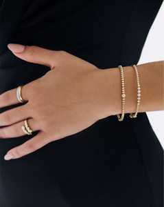 Custom Bezel Round Lab Grown Diamond Station Ball <b>Beaded</b> <b>Bracelets</b> Minimalist Dainty Luxury Jewelry Wholesale 14K 18K Solid Gold - Product Image 2