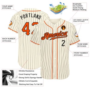 Anti-Bacterial Top Quality OMMiZ men Custom Black Pinstripe Orange-Black Authentic <b>Baseball</b> Jersey - Product Image 2
