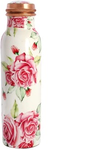 Botella de cobre hecha a mano con estampado floral rosa, ideal para el uso diario de niñas, decoración del hogar y como idea de regalo especial, hecha a mano en India. - Product Image 5