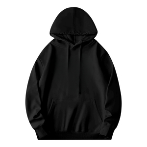 เสื้อฮู้ดดี้โอเวอร์ไซส์สไตล์วินเทจสีดำฟอก ผ้าคอตตอนหนา สตรีทแวร์ ทรงหลวม ใส่ได้ทั้งผู้ชายและผู้หญิง - Product Image 1