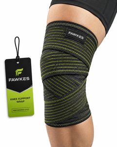 Genouillère FAWKES rayée noire et bleue, élastique, de compression, pour homme, ajustement réglable, qualité supérieure, prix abordable, personnalisable - Product Image 2
