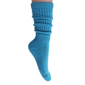 Turquoise Blue Cotton Women's Slouchy Scrunch <b>Socks</b> <b>Knee</b> <b>High</b>-Shoe Size 5 to 10 - Product Image 3