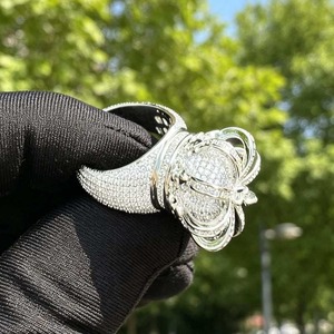 <b>Crown</b> Iced Out Moissanite <b>Ring</b> Micro Pave Unisex Hip Hop Luxury Iced Out Diamond <b>Ring</b> White Gold Round Brilliant Cut Unisex - Product Image 2