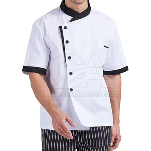 Catering Chef <b>Jacket</b> 100% Polyester Knitted Durable <b>Short</b> <b>Sleeve</b> Kitchen Workwear Double Row Button Closure Restaurant Hotel - Product Image 4