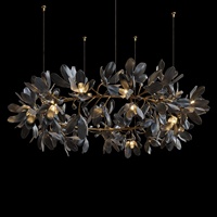 Lustre de fleur moderne OEM personnalisé fleur en céramique finition or branches lustre éclairages pour la maison