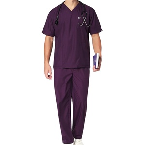 Los más vendidos, nuevo modelo, uniformes de Hospital de Color sólido para hombres, MOQ bajo, diseño de Color personalizado, trajes de Hospital para hombres - Product Image 1