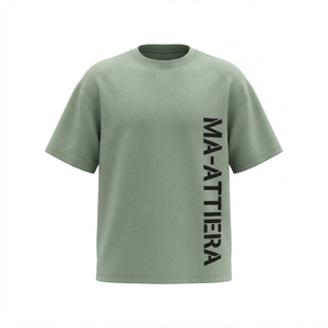 เสื้อยืดโอเวอร์ไซส์ผู้ชาย คอกลม แขนสั้น สไตล์ลำลอง สตรีทแวร์ ผ้าฝ้าย พิมพ์ลายตัวอักษรแนวตั้ง ทรงหลวม - Product Image 3