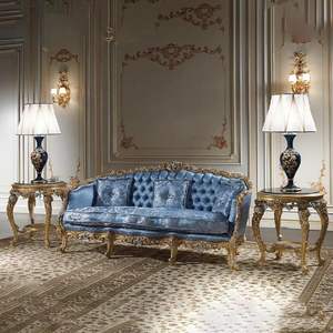 Juego de Sofás Seccionales en Forma de L de Madera Sólida con Detalles Tallados en Oro, Diseño Ecológico para Sala de Estar y Uso en Hoteles - Product Image 1