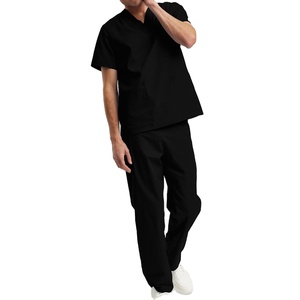 Medical Uniform Unisex <b>Scrub</b> Set 2 Pockets Nurse <b>Scrubs</b> <b>Tops</b> Pants Elastic Waist Surgical Hospital Uniform - Product Image 1