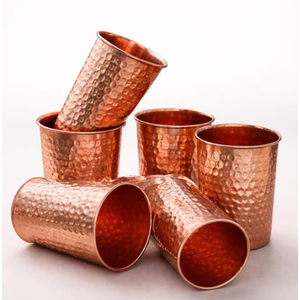 Wholesale Pure Hammered Copper Tumbler Set Handcrafted Ayurvedic Copper Water Glass for Healthy Hydration Eco-Friendly Home Use - Product Image 1