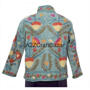 Veste A2ZCraftBazar TNT à broderie machine, volants, motif floral, col en V, 100% coton, décontractée, écologique, hiver/printemps/été - Product Image 5