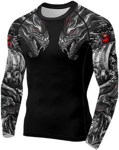 <b>Men</b> Long Sleeve Rash Guard <b>Compression</b> <b>Shirt</b> Full Sleeve Quick Dry Sublimation Print Polyester Dragon Design - Product Image 5