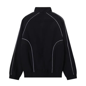 Pantalon de jogging d'hiver personnalisé, style rétro, décontracté, noir, taille haute, coupe large pour homme, avec bande réfléchissante, coupe-vent - Product Image 2