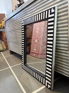 Handcrafted Bone Wall <b>Mirror</b> with Wooden Frame Resin Overlay Strong MDF Base Stylish Ethnic Decorative Piece for Weddings - Product Image 4