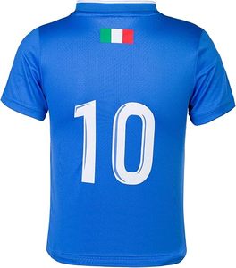 Ensemble de maillot de l'équipe nationale d'Italie Thopson International, bleu et blanc, avec short et numéro 10, en polyester à séchage rapide, vêtements de sport pour enfants - Product Image 3