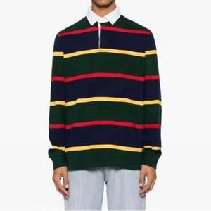 2026 Excellent Quality Men's Slim Fit <b>Stripped</b> Polo Shirts Custom Embroidery Logo Full Sleeve Long Sleeve Men's Wear Polo Shirts - Product Image 2