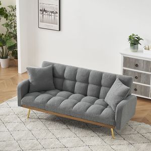 69-Inch Gray Sofa Bed with Adjustable for <b>Teddy</b> Feature for <b>Small</b> Space Living Room or Bedroom - Product Image 3