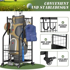 Estante de Almacenamiento Adicional para Palos de Golf, Organizador de Bolsas de Golf y Estante de Garaje para Organización y Almacenamiento en Garajes - Product Image 2