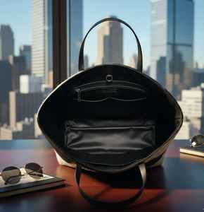 Sac fourre-tout tendance en cuir véritable avec fermeture éclair, couleur unie, broderie, grande capacité, sac à main pour femmes LHTB-0022 - Product Image 2