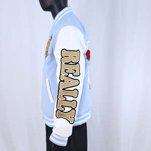 Blouson universitaire homme tendance à col montant, broderies chenille et boutons-pression, style streetwear, collection hiver, best-seller - Product Image 5