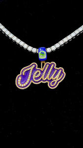 Plata sólida 925 Custom Iced Out 2 "Jelly Bottle Bail Brilla en la oscuridad Esmalte Nombre Cadena Colgante personalizado Moissanite - Product Image 2