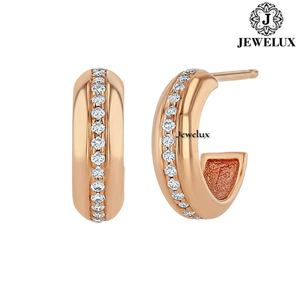 Jewelux High Quality VVS Diamond <b>Stud</b> Earrings 925 Sterling <b>Silver</b> Rhodium Plated IGI Certified for Wedding Party Anniversary - Product Image 3
