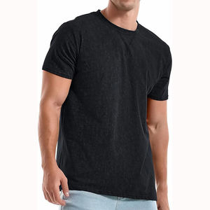 Camiseta negra para hombre, diseño liso, manga corta, algodón transpirable, logotipo personalizado, ropa casual, suministro al por mayor, ajuste veraniego - Product Image 5