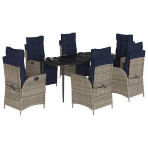 Juego de Comedor de Jardín de 7 Piezas en Ratán Sintético Gris con Reposapiés Ajustables, Experiencia de Comedor al Aire Libre Elegante - Product Image 2