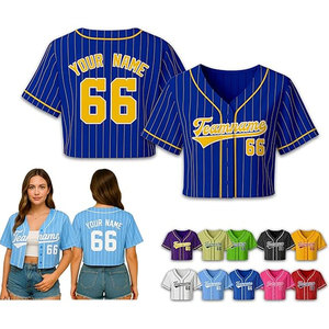 Maillot de softball personnalisé bleu pour femme, chemise de baseball personnalisée avec nom et numéro d'équipe, pull athlétique à manches courtes - Product Image 1