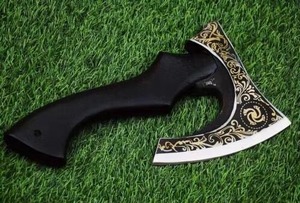 Hand-Forged Carbon Steel Viking <b>Axe</b> Head with Black Wood <b>Handle</b> Customizable Nordic Battle <b>Axe</b> Collectible Gift Display - Product Image 6