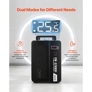 Refrigeratore d'Acqua Industriale 5460 BTU/h, Flusso Massimo 4.2 GPM, Serbatoio da 1.8 Galloni, Sistema di Raffreddamento a Compressore per Macchine da Taglio Laser - Product Image 4