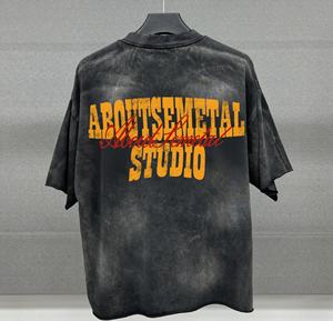 Camisetas Personalizadas con Lavado Ácido, Hombros Caídos, Corte Cuadrado, Camisetas Cortas con Logotipo Impreso Personalizado, Camiseta Oversize de Algodón Grueso para Hombre - Product Image 4