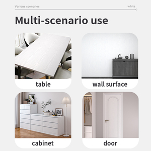 Papier Peint <span class=keywords><strong>Moderne</strong></span> Blanc en Vinyle PVC avec Texture Grain de Bois, Autocollant Mural Amovible et Imperméable pour <span class=keywords><strong>Cuisine</strong></span>, Chambre et Salle de Bain - Product Image 5