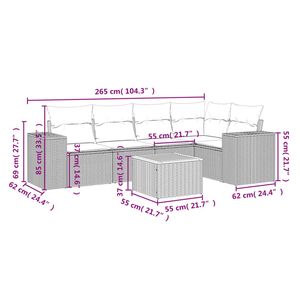 ชุดโซฟาลานบ้านหวายโพลีสีดำ 6 ชิ้นพร้อมชุดเบาะรองนั่งในสวน - Product Image 3