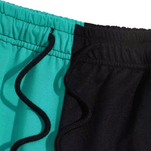Pantalones Cortos Deportivos para Hombre, Diseño Moderno, Color Verde Azulado y Negro, Diseño Dividido, Ligeros, Casuales, de Verano, Cintura Elástica, para Uso Diario - Product Image 3