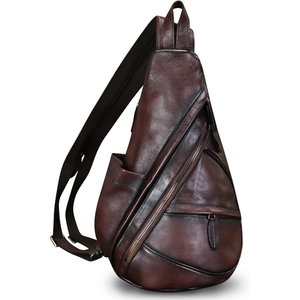 Bolso de Pecho y Hombro de Cuero Genuino para Hombre, Personalizable al por Mayor, Gran Capacidad, Duradero, Estilo Vintage, Casual y Moderno - Product Image 1