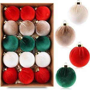 Set di Palline di Natale in Velluto Multicolore 15 Pezzi, Ornamenti Rossi Infrangibili per Decorazioni Albero di Natale - Product Image 1