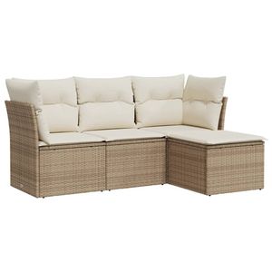 Set Divano Modulare da Giardino in Rattan PE Beige a 4 Pezzi - Arredamento da Esterno Confortevole ed Elegante - Product Image 2