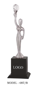 Durable and Stylish metal Lady <b>Trophy</b> with Gold Finish Portable and Custom Branding for Trade Shows and Corporate Giveaways. - Product Image 5