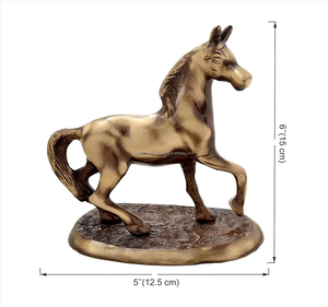 Figura Decorativa de Caballo en Latón Antiguo Pulido Dorado para Oficina y Sala de Estar - Product Image 3