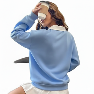 เสื้อฮู้ดลำลองสำหรับผู้หญิง ฤดูใบไม้ร่วง พิมพ์ลายด้านหน้าตามสั่ง เป็นมิตรกับสิ่งแวดล้อม ระบายอากาศได้ดี ไม่หดตัว ผลิตจากผ้าถักผสมสแปนเด็กซ์/คอตตอนบุซับใน - Product Image 2