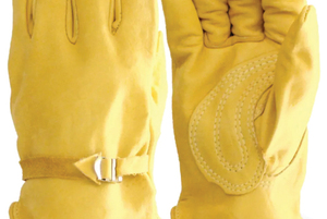 Yellow Leather Safety Gloves with Elastic Wristlet Anti-Slip Fireproof Waterproof Latex-Free Durable General Purpose - Product Image 2