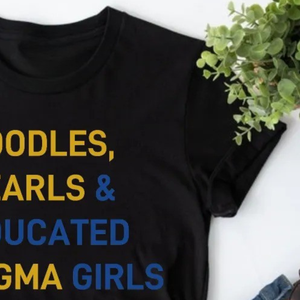 Camiseta Poodles Pearls & Educated Sigma Girls, camiseta informal de verano con gráfico de letras griegas personalizadas, color negro, manga corta, cuello redondo - Product Image 4