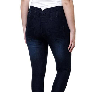 Pantalon en jean taille haute pour femme, coupe large, couleur unie, 100 % coton, haute qualité, vente en gros - Product Image 2