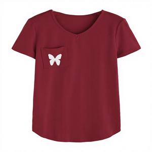 OEM Custom V-Neck Women's T-Shirts Plus Size Feather Design Tri-Blend Fabric Wholesale Tirupur India Eco-Friendly - Product Image 1