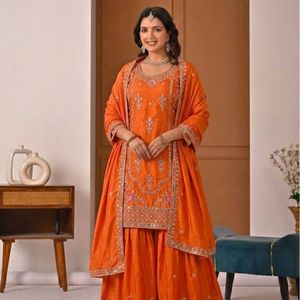 Conjunto de Salwar Kameez de Seda Bordada para Mujer, Traje Indio Pakistaní para Bodas y Fiestas, Largo hasta la Rodilla, Corte Regular - Product Image 2
