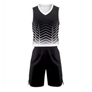 Ensemble de maillots de basket-ball sublimés personnalisés, col en V, sans manches, imprimé géométrique, évacuation de l'humidité, unisexe, vêtements d'équipe pour adultes - Product Image 3