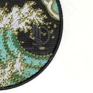 Patch brodé circulaire avec motif vague et nuage, badge en tissu à coudre pour accessoires vestimentaires - Product Image 2