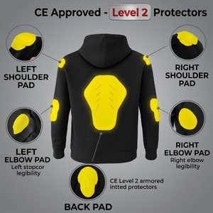 เสื้อฮู้ดดี้สำหรับผู้ใหญ่ลายมอเตอร์ไซค์ CE Level 2 แบบมีเกราะป้องกัน 3 ชั้น บุซับใน ทนต่อการเสียดสี ระบายอากาศได้ดี เหมาะสำหรับขี่มอเตอร์ไซค์ - Product Image 2
