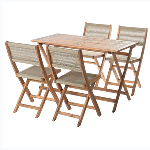 Juego de Comedor de Madera Maciza de Estilo Moderno, 4 Sillas Plegables con Estructura de Madera de Teca para Decoración del Hogar - Product Image 2